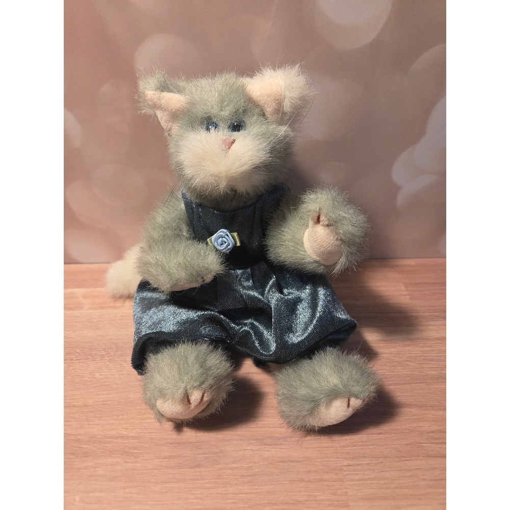 Ty Attic Treasures Whiskers Cat Plush Grey Blue Velvet Dress Vintage 1993 6010